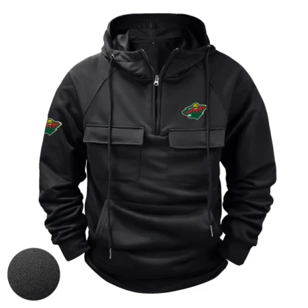 Collection Release Minnesota Wild National Hockey League Tactical Quarter Zip Hoodie BLNHL260824A2MW