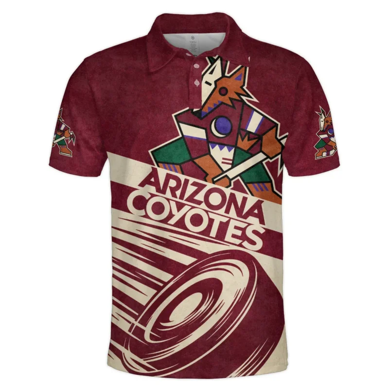 Ice Hockey Puck Arizona Coyotes National Hockey League All Over Prints BLNHL020924ACPL - Polo Shirt