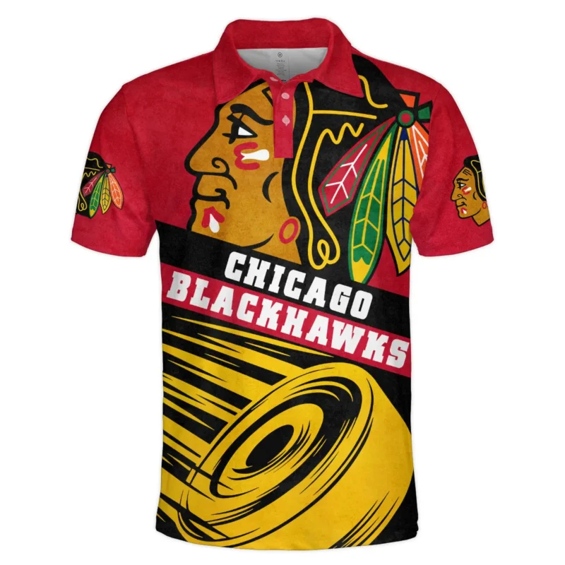 Ice Hockey Puck Chicago Blackhawks National Hockey League All Over Prints BLNHL020924CBPL - Polo Shirt