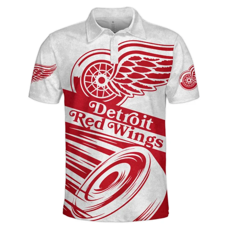 Ice Hockey Puck Detroit Red Wings National Hockey League All Over Prints BLNHL020924DRWPL - Polo Shirt