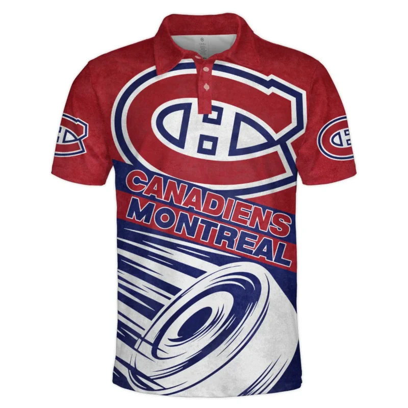 Ice Hockey Puck Montreal Canadiens National Hockey League All Over Prints BLNHL020924MCPL - Polo Shirt