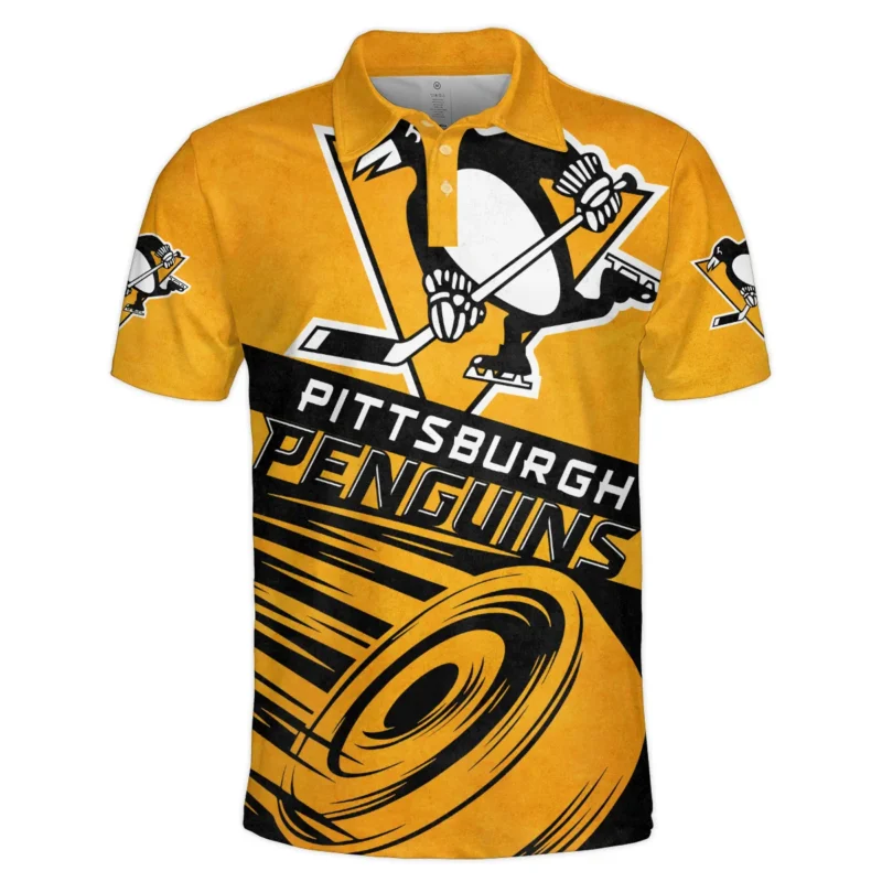 Ice Hockey Puck Pittsburgh Penguins National Hockey League All Over Prints BLNHL020924PPPL - Polo Shirt