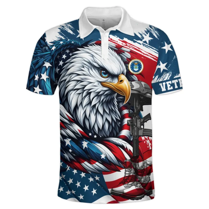 Eagle US Flag Veteran Motto Of The U.S. Air Force Apparel All Over Prints BLVTR140824A3AF - Polo Shirt