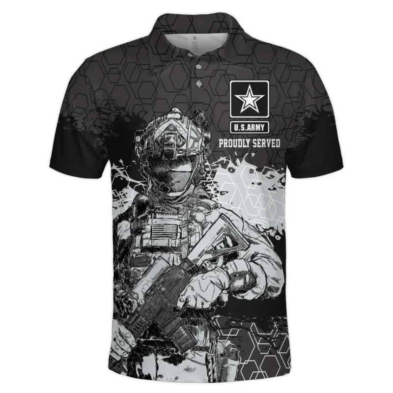 Proudly Served Hexagon Pattern Veteran U.S. Army Apparel All Over Prints BLVTR210824A1AM - Polo Shirt