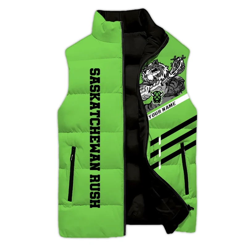 New Release Sleeveless Puffer Jacket Saskatchewan Rush National Lacrosse League All Over Prints HONLL080824A01SAS