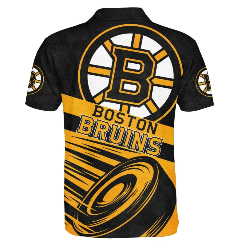 Ice Hockey Puck Boston Bruins National Hockey League All Over Prints BLNHL020924BBPL - Polo Shirt