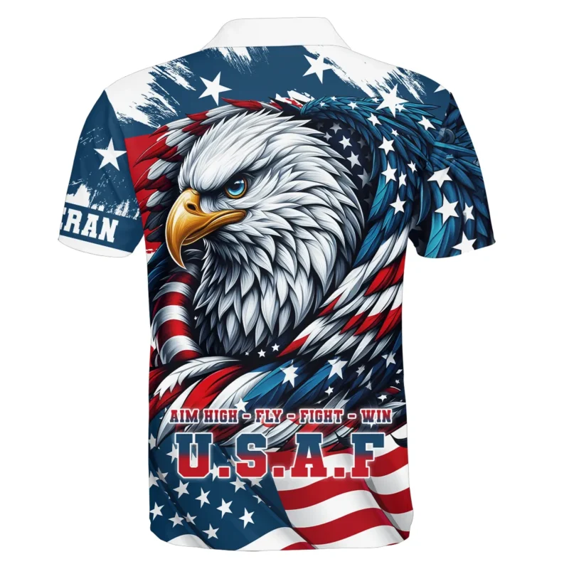 Eagle US Flag Veteran Motto Of The U.S. Air Force Apparel All Over Prints BLVTR140824A3AF - Polo Shirt