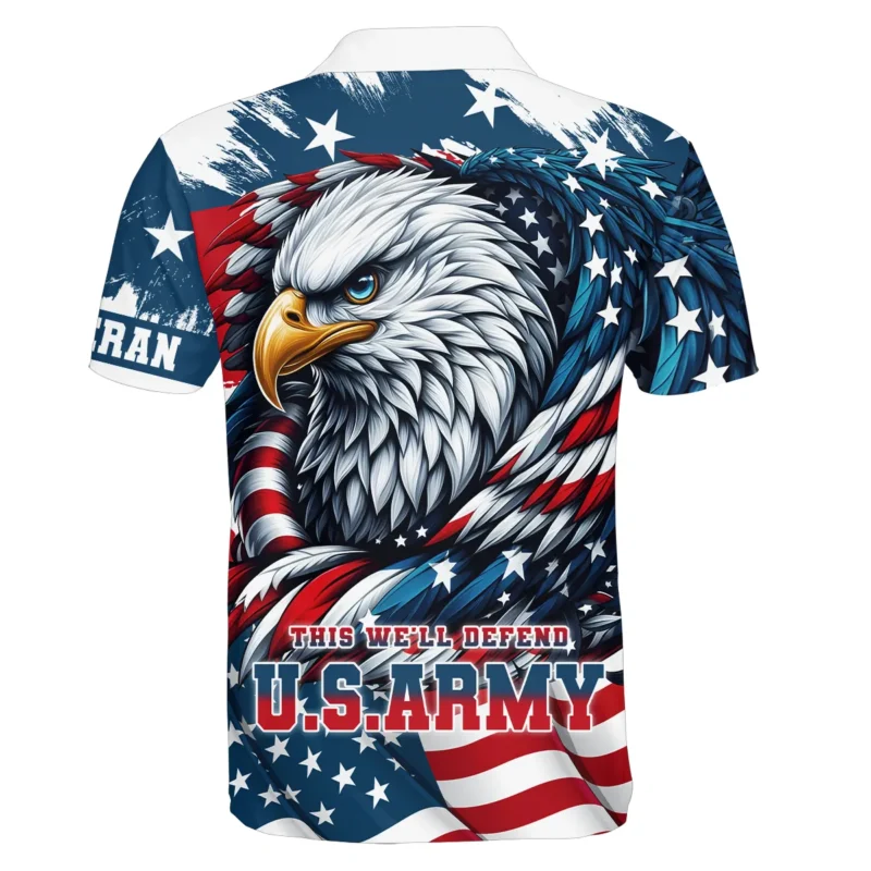 Eagle US Flag Veteran Motto Of The U.S. Army Apparel All Over Prints BLVTR140824A3AM - Polo Shirt