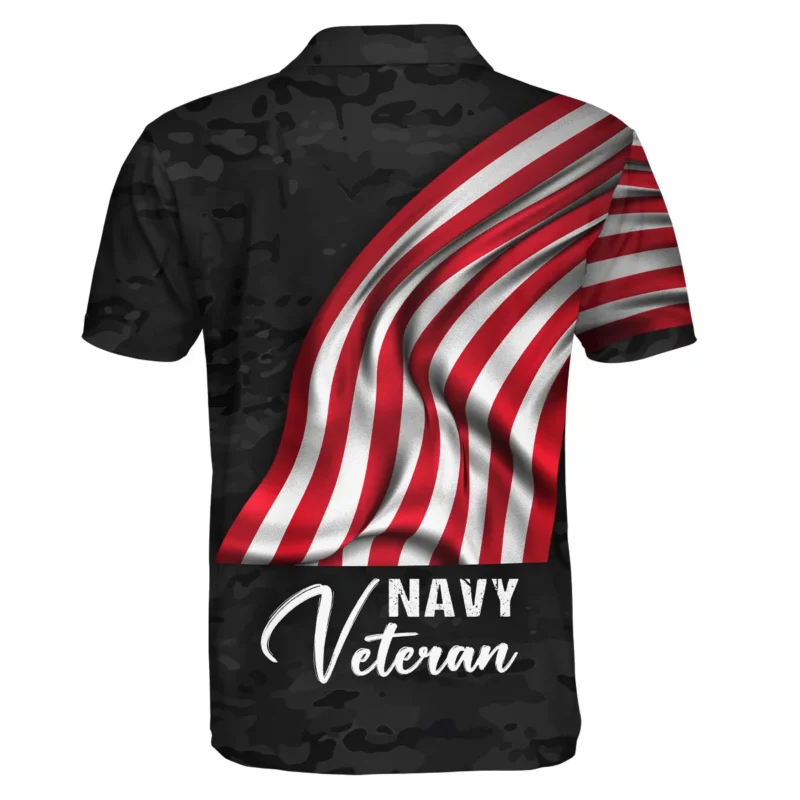 Proudly Served Eagle And US Flag Veteran U.S. Navy Apparel All Over Prints BLVTR150824A2NV - Polo Shirt