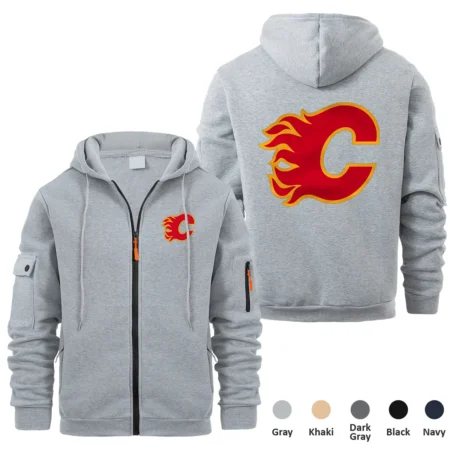 Collection Release Calgary Flames National Hockey League Full Zipper Hoodie BLNHL260824A6CF