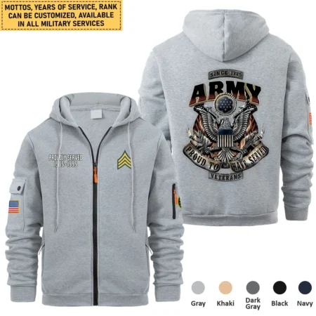 Proud To Have Served Veteran U.S. Army Full Zipper Hoodie BLVTR220824A1AM