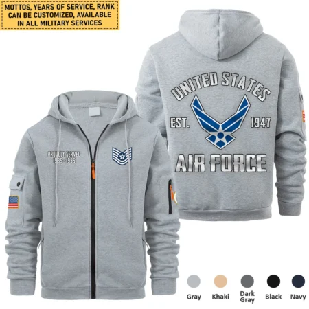 Personalized Gift Proudly Served Veteran U.S. Air Force Full Zipper Hoodie BLVTR220824A2AF