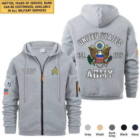 Personalized Gift Proudly Served Veteran U.S. Army Full Zipper Hoodie BLVTR220824A2AM