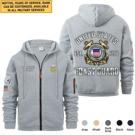 Personalized Gift Proudly Served Veteran U.S. Coast Guard Full Zipper Hoodie BLVTR220824A2CG