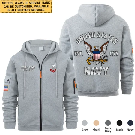 Personalized Gift Proudly Served Veteran U.S. Navy Full Zipper Hoodie BLVTR220824A2NV