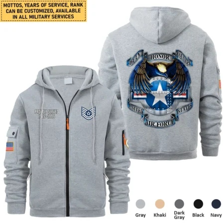 Personalized Gift Duty Honor Country Veteran U.S. Air Force Full Zipper Hoodie BLVTR220824A3AF