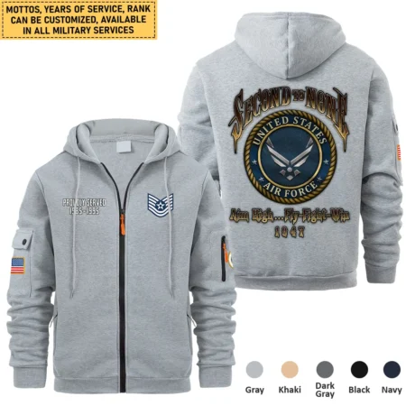 Personalized Gift Second To None Motto Veteran U.S. Air Force Full Zipper Hoodie BLVTR220824A5AF