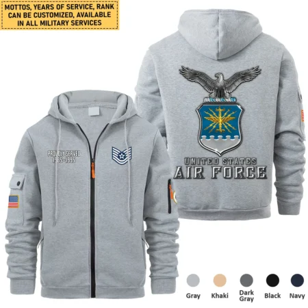 Personalized Gift Proudly Served Established Motto Veteran U.S. Air Force Full Zipper Hoodie BLVTR220824A6AF