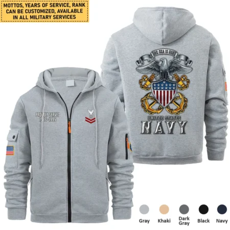 Personalized Gift Proudly Served Established Motto Veteran U.S. Navy Full Zipper Hoodie BLVTR220824A6NV