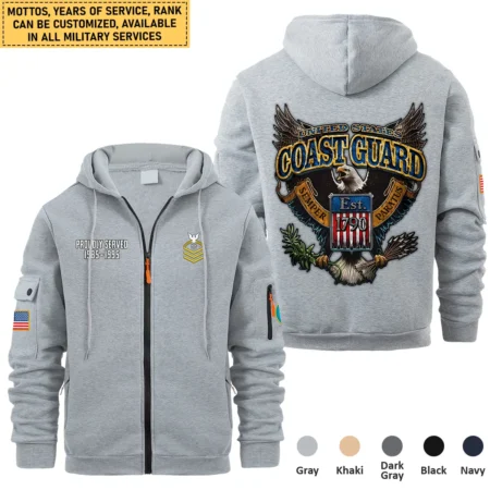 Personalized Gift Proudly Served Est. Veteran U.S. Coast Guard Full Zipper Hoodie BLVTR220824A7CG