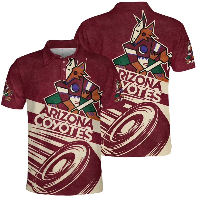 Ice Hockey Puck Arizona Coyotes National Hockey League All Over Prints BLNHL020924ACPL - Polo Shirt