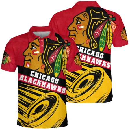 Ice Hockey Puck Chicago Blackhawks National Hockey League All Over Prints BLNHL020924CBPL - Polo Shirt