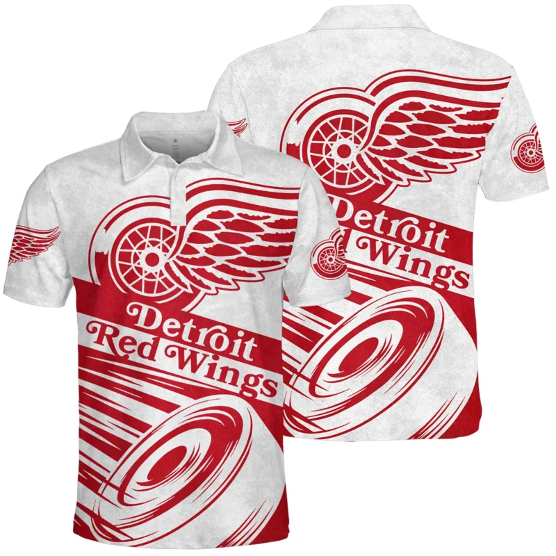 Ice Hockey Puck Detroit Red Wings National Hockey League All Over Prints BLNHL020924DRWPL - Polo Shirt