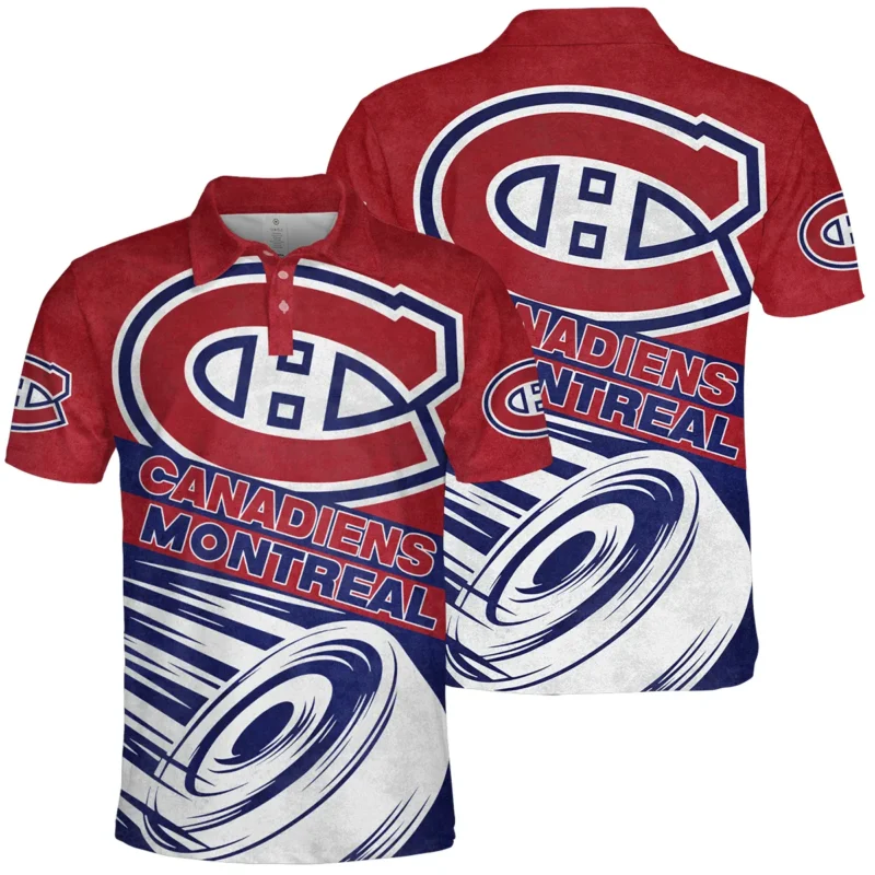 Ice Hockey Puck Montreal Canadiens National Hockey League All Over Prints BLNHL020924MCPL - Polo Shirt