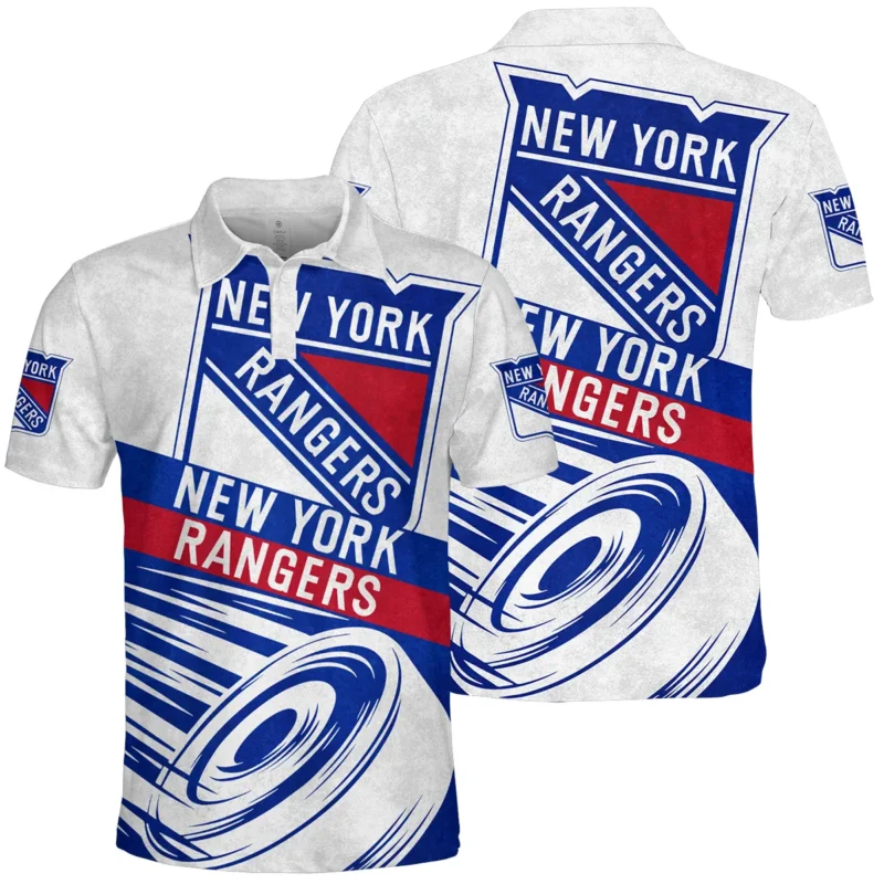 Ice Hockey Puck New York Rangers National Hockey League All Over Prints BLNHL020924NYRPL - Polo Shirt