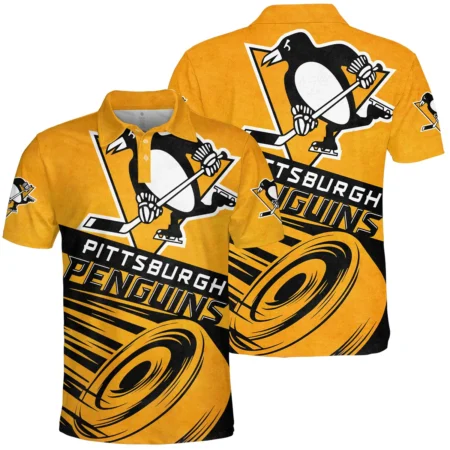 Ice Hockey Puck Pittsburgh Penguins National Hockey League All Over Prints BLNHL020924PPPL - Polo Shirt