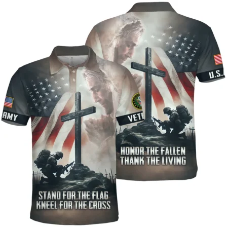 Stand For The Flag Kneel For The Cross Veteran U.S. Army Apparel All Over Prints BLVTR130824A2AM - Polo Shirt