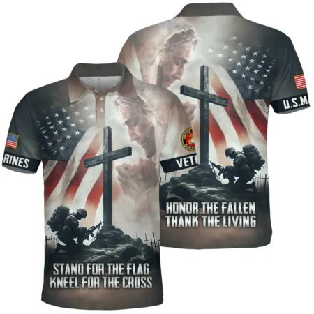 Stand For The Flag Kneel For The Cross Veteran U.S. Marine Corps Apparel All Over Prints BLVTR130824A2MC - Polo Shirt