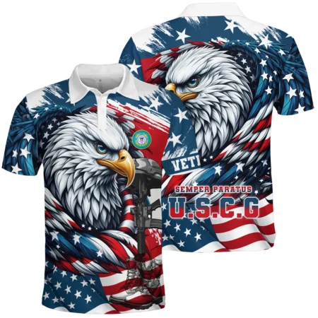 Eagle US Flag Veteran Motto Of The U.S. Coast Guard Apparel All Over Prints BLVTR140824A3CG - Polo Shirt