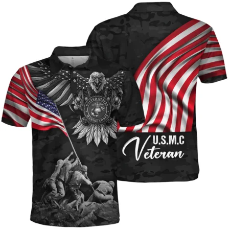 Proudly Served Eagle And US Flag Veteran U.S. Marine Corps Apparel All Over Prints BLVTR150824A2MC - Polo Shirt