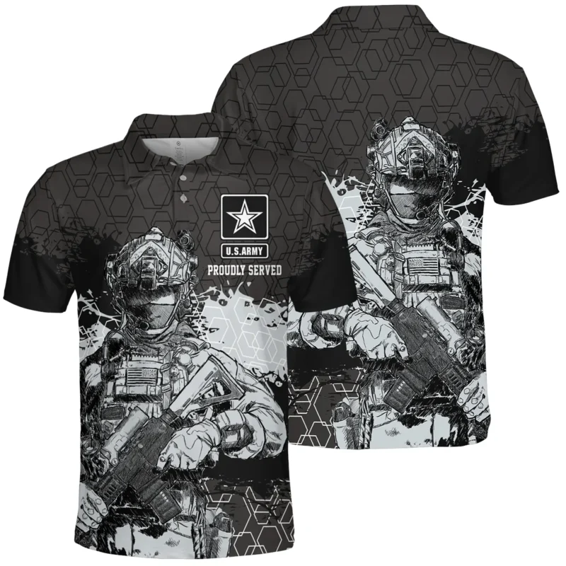 Proudly Served Hexagon Pattern Veteran U.S. Army Apparel All Over Prints BLVTR210824A1AM - Polo Shirt