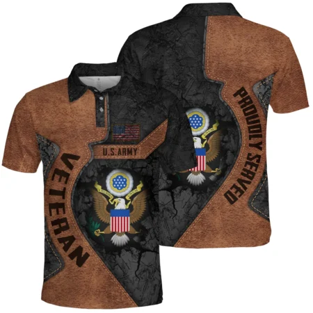 Proudly Served Leather Pattern Veteran U.S. Army Apparel All Over Prints BLVTR210824A2AM - Polo Shirt