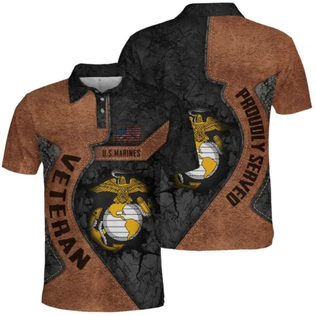 Proudly Served Leather Pattern Veteran U.S. Marine Corps Apparel All Over Prints BLVTR210824A2MC - Polo Shirt