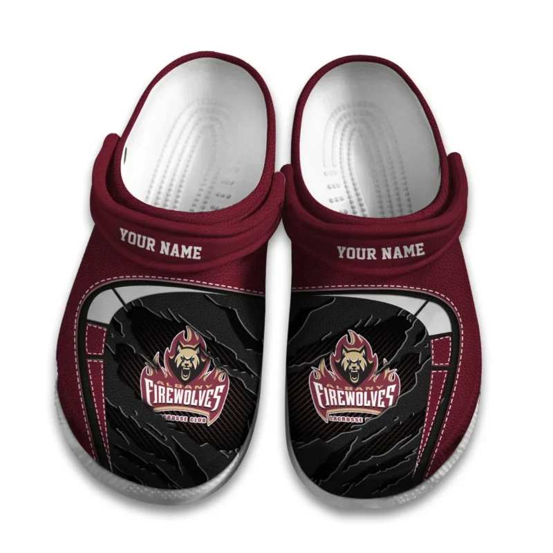 Personalized Color Torn Leather Metal Background Albany FireWolves Classic Crocs All Over Print HONLL050824C01ALB