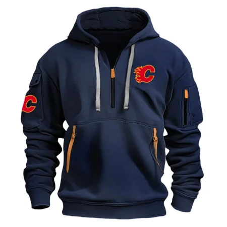 Collection Release Calgary Flames National Hockey League Fashion Hoodie Half Zipper BLNHL260824A1CF