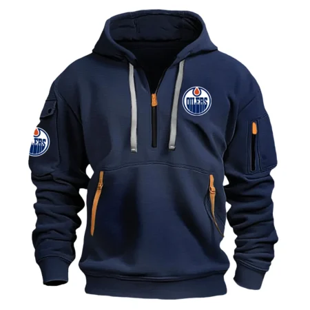 Collection Release Edmonton Oilers National Hockey League Fashion Hoodie Half Zipper BLNHL260824A1EO