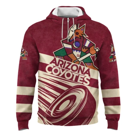 Ice Hockey Puck Arizona Coyotes National Hockey League All Over Prints BLNHL020924ACQHD - 1/4 Zipper Hoodie