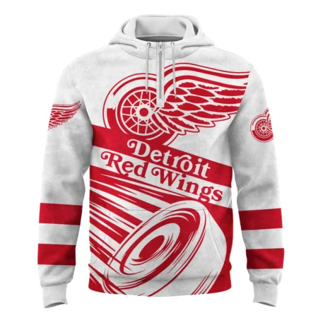 Ice Hockey Puck Detroit Red Wings National Hockey League All Over Prints BLNHL020924DRWQHD - 1/4 Zipper Hoodie