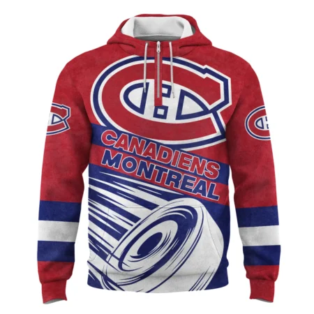 Ice Hockey Puck Montreal Canadiens National Hockey League All Over Prints BLNHL020924MCQHD - 1/4 Zipper Hoodie