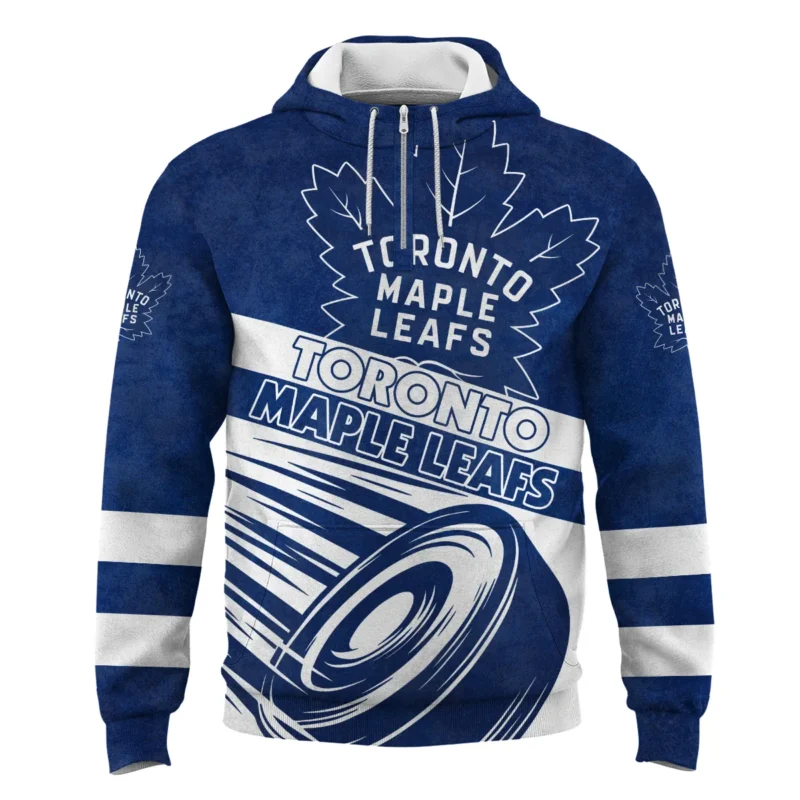 Ice Hockey Puck Toronto Maple Leafs National Hockey League All Over Prints BLNHL020924TMLQHD - 1/4 Zipper Hoodie