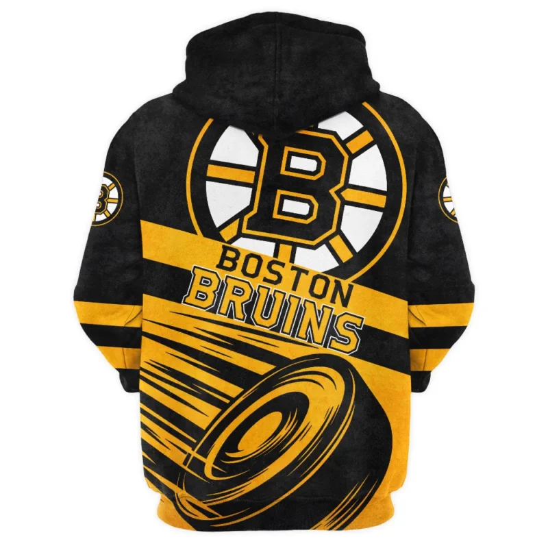 Ice Hockey Puck Boston Bruins National Hockey League All Over Prints BLNHL020924BBQHD - 1/4 Zipper Hoodie