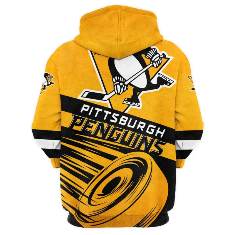 Ice Hockey Puck Pittsburgh Penguins National Hockey League All Over Prints BLNHL020924PPQHD - 1/4 Zipper Hoodie