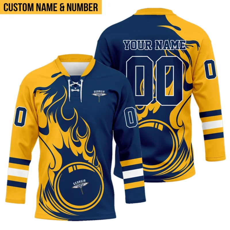 Personalized Gift Georgia Swarm Color Mix Fire National Lacrosse League Color Mix Fire National Lacrosse League Lace Neck Jersey All Over Print HONLL130824A01GEOLNJ