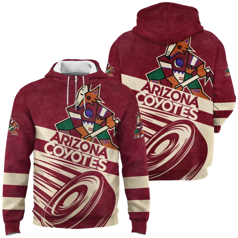 Ice Hockey Puck Arizona Coyotes National Hockey League All Over Prints BLNHL020924ACQHD - 1/4 Zipper Hoodie