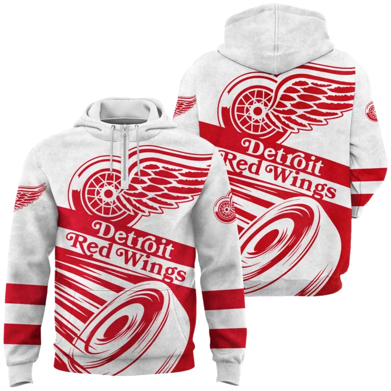 Ice Hockey Puck Detroit Red Wings National Hockey League All Over Prints BLNHL020924DRWQHD - 1/4 Zipper Hoodie