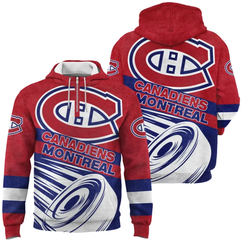 Ice Hockey Puck Montreal Canadiens National Hockey League All Over Prints BLNHL020924MCQHD - 1/4 Zipper Hoodie